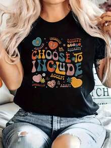Elegir Incluir La Inclusión Importa Camiseta de Profesor - Negro - Ver 1