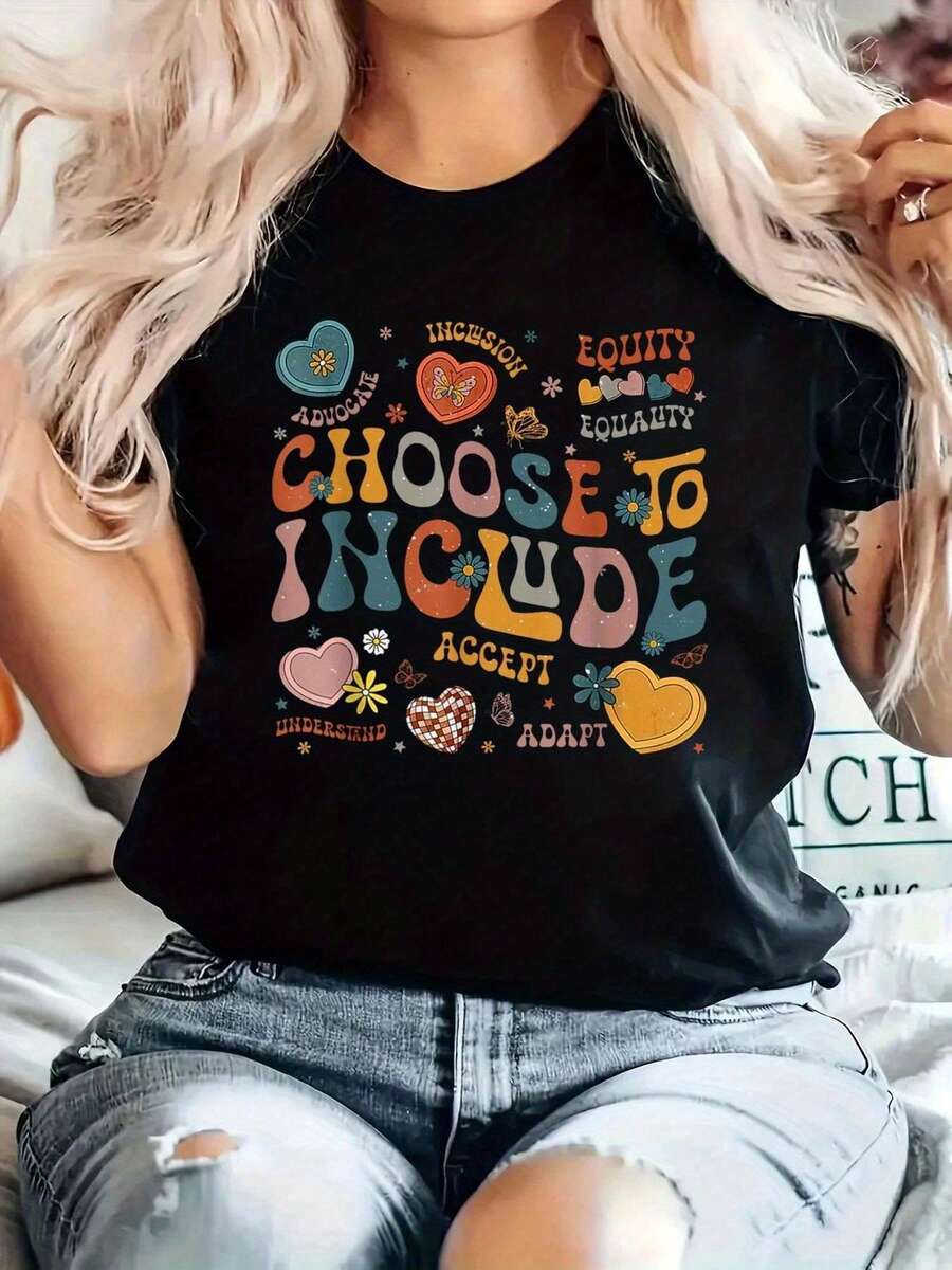 Elegir Incluir La Inclusión Importa Camiseta de Profesor - Negro - Ver 1