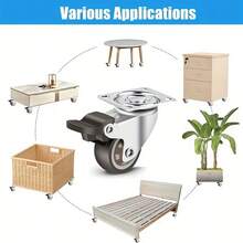 4 件 1 英寸小脚轮带刹车，低调软橡胶万向脚轮，滚动平稳，迷你家具脚轮适用于婴儿床、梳妆台、玩具箱、工具柜、床头柜、梳妆台，承重 90 磅 - 棕色 - 查看 5