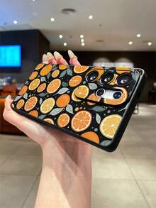 1pc Novel Orange Dried Fruit & Black Eye Design Shockproof TPU Material Phone Case, Suitable As Holiday Gift Compatible With Samsung, Nothing, Pixel, INFINIX, Redmi Series Phones - Multicolor - View 3