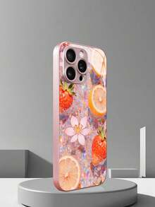 Carcasă de telefon roz, cu model strălucitor, cu halou, cristalin, flori de cireș colorate, gradient strălucitor, compatibilă cu 16 Pro Max/15 Pro/14/13/12 Pro/11/XS Max, Galaxy S25 Ultra/S24/S23/S22 Plus/A54/A55, Redmi Note 13 Pro/14 Pro, 13T Pro - Roz - Vizualizare 3