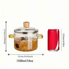 Glass Pots For Cooking 1.5L(50oz) Clear Pot With Lid For Stove Top Glass Saucepan For Noodle, Soup, Milk - 無色 - 查看 9