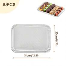 10 Stücke Silber Kuchentabletts, schwere, wegwerfbare rechteckige Pappe mit fettabweisender Beschichtung, verstärkte Basis Papier Kuchenböden für elegante Dessert-Tisch-Servierpartys, Cupcake-Präsentation, Geburtstags-Party, Hochzeit