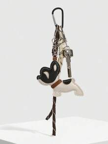 Modischer Bulldoggen-Schlüsselanhänger, süßer Cartoon-Hund-Schlüsselanhänger, dekorativer Seil-Schlüsselanhänger, geeignet für Frauen, Mädchen, Büro, Schule, kleines Geschenk für sie, kann Ihre Eleganz im Herbst unterstreichen