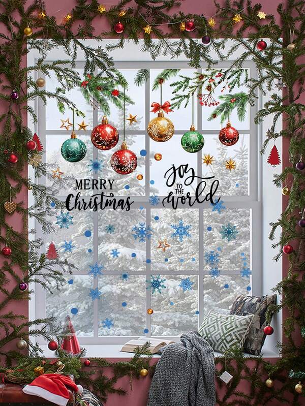 Set de 1/2/3 pegatinas de pared navideñas - Papá Noel, árbol de Navidad y ardilla. Calcomanías decorativas para sala de estar, dormitorio y ventana de vidrio - Autoadhesivas, removibles, impermeables para decoración festiva. Regalo perfecto de Halloween y Navidad para amantes, padres y amigos.