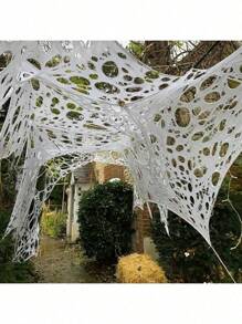 万圣节蜘蛛网装饰 - 10 英尺弹性万圣节蜘蛛网，具有逼真的孔设计，适合室内和室外使用 - 鬼屋、庭院、草坪、派对装饰 - 易于安装，无需工具，可重复使用且适合 DIY