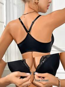 1pc Lace Patchwork Women's Bra, Sexy Underwire Enhances Bust