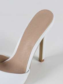 Plus Size Elegant Sandals - Black Sexy Open Toe Stiletto Heel Slip-On Mule Sandals For Women - 白色 - 查看 8