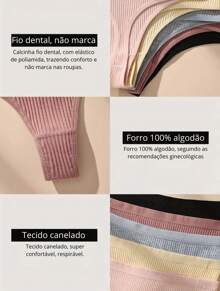 Kit 10 Calcinhas Fio Dental de Algodão Canelado