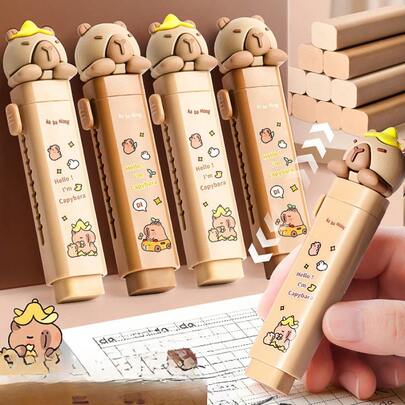 1pc Push-Pull Rubber Eraser For Children Students, Pencil Eraser With No Debris, Push-Pull Lock Design, Stationery
