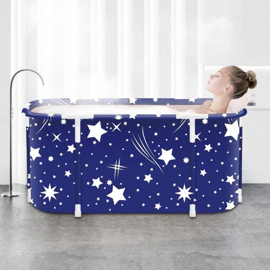 Portable Foldable BathtubFoldable Soaking Bathtub For Adults Freestanding Bathtubs Hot Bath Tub Ice Bath Family Bathroom SPA Tub 47.2x19.7x21.7inch Star - Ngôi sao - Xem 1