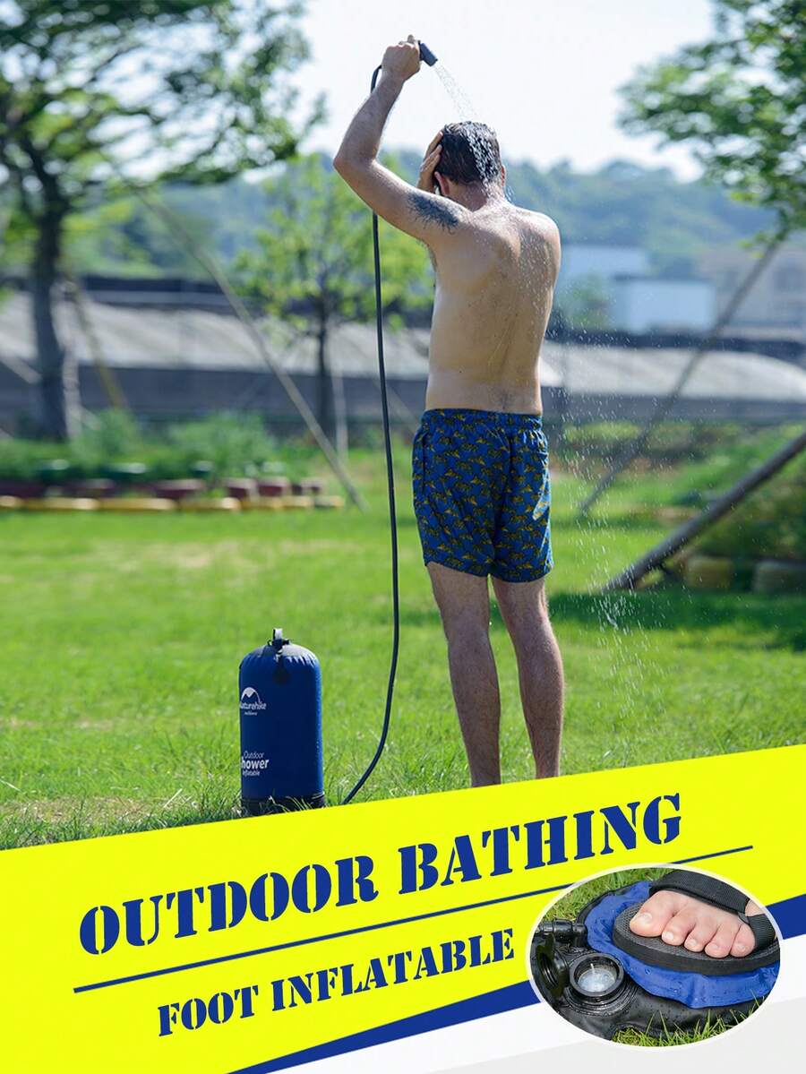 Naturehike Vòi sen cầm tay kèm vòi kéo dài, bơm chân, túi tắm ngoài trời di động, túi đựng nước tắm ngoài trời tiện dụng - Màu xanh hải quân - Xem 1