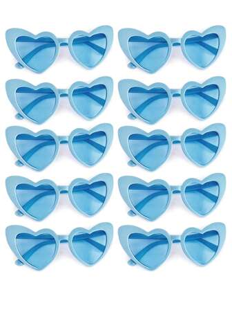 1-10 件可爱有趣的心形装饰时尚眼镜，男女皆宜，适合婚礼派对、舞会等，白色，圣诞节