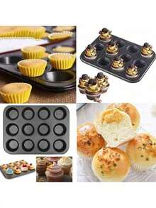 1 Set Non-Stick Muffin & Cupcake Pan, Baking Tools & Kitchen Accessories, Brownie Baking Tin With Easy-Clean Coating - Oven- To 220°C & Reusable For Daily & Holiday Baking | The Essential Set For Christmas Prep, Perfect For Bakers Of All Levels - Black - View 5