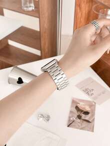 1 chiếc dây đeo đồng hồ bằng thép không gỉ chống oxy hóa, có thể điều chỉnh, thời trang, tương thích với Apple Watch 38mm, 40mm, 41mm, 42mm, 44mm, 45mm, 46mm, 49mm, phù hợp với các dòng Series 11/10/9/8/7/6/5/4/3/2/1/SE, dây đeo đồng hồ thông minh, phụ kiện, quà tặng ngày Valentine và quà tặng cho phụ nữ, dây đeo đồng hồ thông minh - màu ánh sao - Xem 4