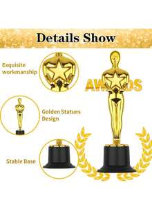 1/3/5个装金色奖杯、金牌、迷你奖杯、五角星小金人奖杯、塑料奖杯，适用于比赛、活动、体育赛事、派对装饰、演出、颁奖典礼和表彰礼品。 - 彩色 - 查看 7