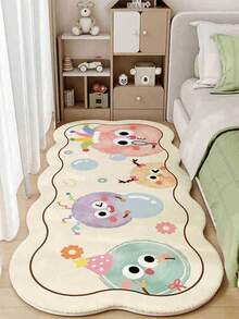 1 pieza Alfombra de dibujos animados, Alfombra de piso junto a la cama, Alfombra de piso linda, Alfombra de imitación de cachemira, Alfombra de piso para sala de estar, Alfombra resistente a las manchas y fácil de mantener para dormitorio, Adecuada para usar en dormitorio, junto a la cama y decoración navideña de la sala de estar