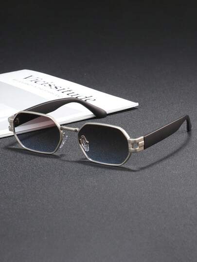 Herren Metallrahmen Geometrische Brille, elegante Vintage Mode Brille geeignet für täglichen Gebrauch, Outfit-Kombinationen, Fotografie, Outdoor-Urlaub, auch ein tolles Geschenk zum Schulanfang, perfekt für Halloween, Weihnachten, Ostern, Valentinstag, Unabhängigkeitstag, Erntedankfest, Neujahr