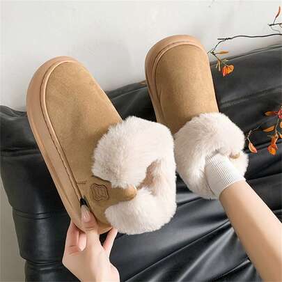 Women's Thick Sole Warm Snow Boots, New Thick Warm Fur Lining Comfortable Outdoor Casual Ankle Boots For Winter
