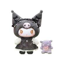 Miniso 1pc Sanrio Kuromi Plush Doll, Unique Dark Sweet Style, Detailed Skull Decor With Bow, Suitable For Self-Use Or Birthday Gift For Friends - Black - View 6