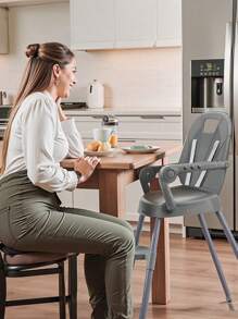 High Chair For Baby Foldable Portable 3 In 1 Color Gray