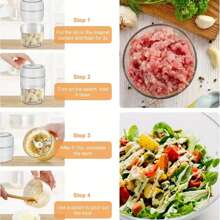 250ml Electric Garlic Grinder, Portable Mini Meat Puree Machine, Electric Food Processing Machine, Garlic Chopper, Onion Vegetable Chopper, Suitable For Chili, Meat, Spices, Garlic, Ginger