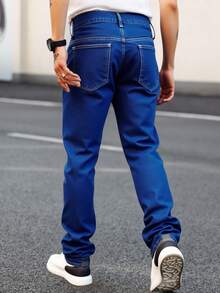 JEANS 5 BOLSAS CORTE STRAIGTH AZUL MEDIO MEZCLILLA - Azul lavado medio - Ver 3