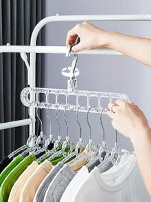 1pc Nine Hole Clothes Hanger, A Household Multifunctional Horizontal And Vertical Dual-Use Magic Rotating Thick Hanging Clothes Hanger. Laundry Storage And Organization, Drying Rack. Home And Daily Necessities. Clothing Cabinet Storage. Convenient And Practical.