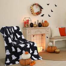 Halloween Ghost Blanket Single -Sided Ghost Wool Throw Blanket Lightweight Comfortable Soft Warm Blanket, Suitable For Home, Camping, And Halloween (Black), Cozy Soft Flannel Blanket & Suitable For Birthday Anniversaries, Valentine's Day, Thanksgiving, Christmas, Halloween, Wedding, New Year Gifts Provide Personalized Ideal Gifts For Her, Him, Family Members, Boyfriends, Girlfriends, Fathers, Family Members, Mothers, Lovers, Daughters, Sons, Grandfathers, Grandmothers, Friends, Classmates And Pets. Sofa, Bed, Car, Bedroom, Living Room, Office, Outdoor Camping, Beach, Wall Decoration, Bedroom Decor,  Halloween Blanket, Fall Decor, Fall Decorations For Home, Christmas Party Theme Blanket, Christmas Decor, Office Decoration - Nhiều màu 23 - Xem 4