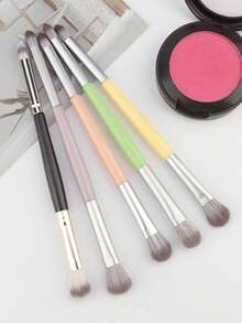 1/5pcs Macaron-Colored Double-Ended Eye Makeup Brushes. Ultra-Soft, Portable Dual-Purpose Brushes For Blending, Detailing And Highlighting. - Multicolor - View 15