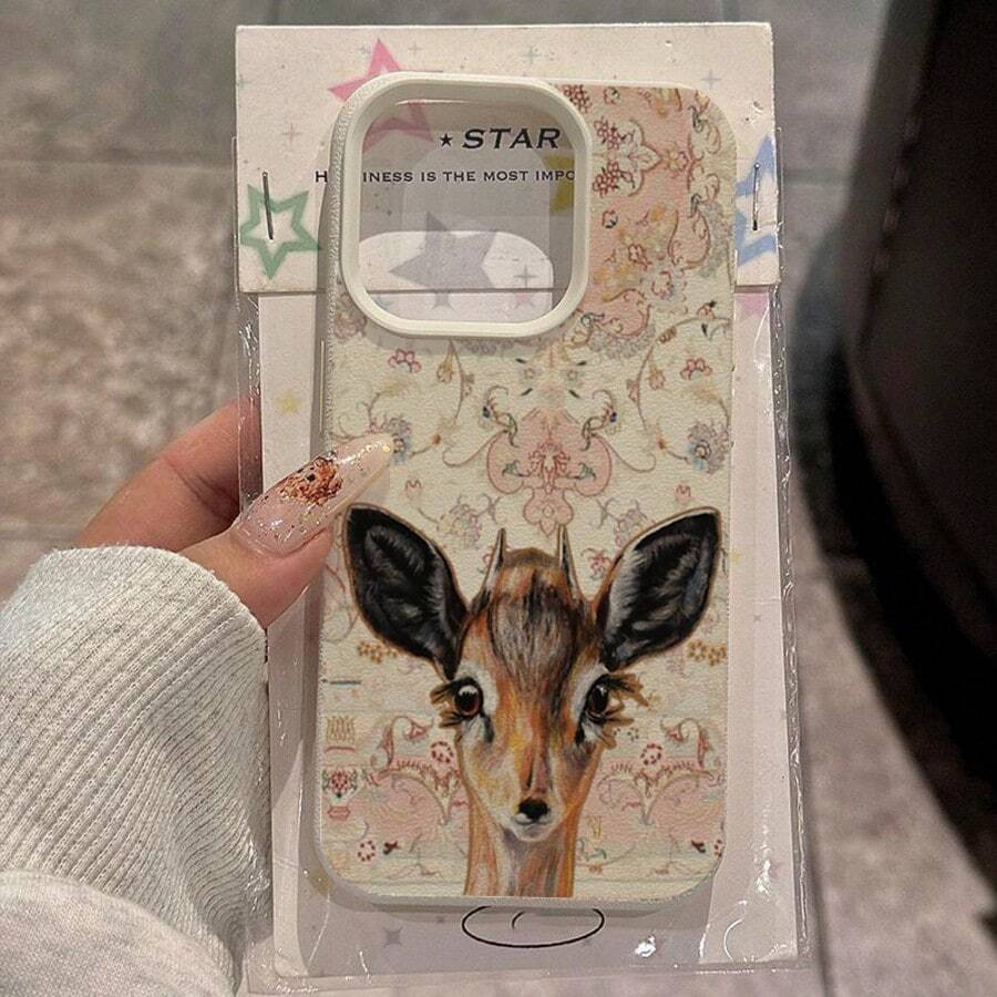 1pc TPU Material Elegant Deer Pattern Designed Phone Case, Suitable For Phones - White - View 1