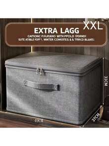 1pc Thick Fabric Foldable Storage Bag With Handle, Odorless & Breathable, Suitable For Bedroom, Closet, Clothes, Blankets, Wardrobe Organization, Also For Nursery, Dorm, Tool Room, Towel Storage