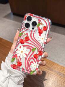 樱花涂鸦油画防摔手机壳适用于 14 Pro Max，新款13、15手机保护壳，ins风，透明，优雅适用于 12/12 Pro、11、XS，防水防震防刮 - 紅色 - 查看 2