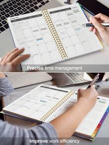 Planificador mensual de enero de 2026 a diciembre de 2026, planificador mensual, diario y semanal mínimo en tamaño A5 con contactos, grandes cuadrículas para escribir y notas, 8*6 pulgadas, calendario de planificación para maestros, uso de oficina, útiles escolares - Morado - Ver 5