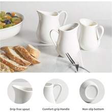 ~2 Pack 4 Oz Classic White Ceramic Small Creamer Pitcher With Handle Fine Porcelain Small Milk Pitcher Ceramic Creamer Container For Coffee Milk Sauces Salad Microwave Freezer - White - View 4