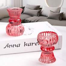 1pc Crystal European Candle Holder, Eerie, Autumn, Holiday, Christmas, Winter, Holiday, Festival, Christmas Decor, Christmas Decoration, Christmas Gift, Room Decor Candle Holder - Transparent/Green/Red Small Creative Candle Base - Small Skirt Dual-Use Candle Cup Romantic Dining Table Candle Holder Home Decor Christmas Decorations, Christmas Gifts