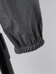 2 Stücke/Set Jungen Lässig Slogan Muster Farbblock Langarm Kapuzen Reißverschluss Jacke und Hose Set, geeignet für Lässig, Sport, Alltag, Schule, Outdoor, Frühling/Herbst