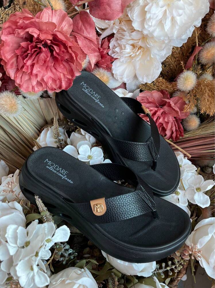 Modare ultraconforto sandalia tamanco furos chinelo tamanquinho - Preto Venezia - Visão 3