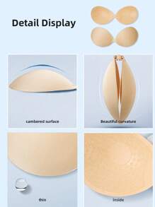 2pairs Invisible Bra Reusable Strapless Front Clasp Invisible Nipple Patches Women Backless Strapless Bra Seamless Self-Adhesive Silicone Nipple Cover Boob Pads Sticker Wedding Dress Lingerie Big Breasts And Small Breasts Are Suitable For No Stuffy Skin And No Curling. - Multicolor - View 6