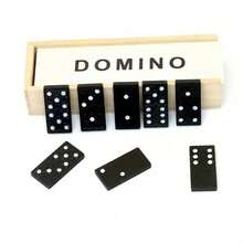 28pcs Wooden Domino Tile Set - Push-Pull Tabletop Game, Suitable For Outdoor Camping And Travel, Classic Black And White Dominoes With Storage Box, Outdoor Game | Classic Tabletop Game | Durable Wooden Structure, Fun Tabletop Game, Domino Tile Toy, Outdoor Camping Travel Game, Wooden Box Packaged Black Domino Tile Tabletop Game, Suitable For Family Entertainment And Party Games - Multicolor - View 7