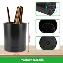 Soporte para utensilios de cocina, soporte giratorio de 360° para almacenar utensilios en encimeras de cocina (negro) - Negro - Ver 7