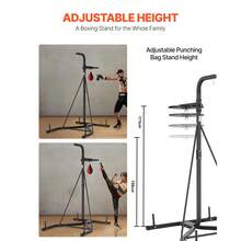 2 In 1 Punching Bag Stand, Steel Heavy Duty Workout Equipment, Adjustable Height Boxing Punching Bag And Speed Bag Stand, Freestanding Sandbag Rack, Holds Up To 140 Lbs, For Home Gym Fitness - 黑色 - 查看 3