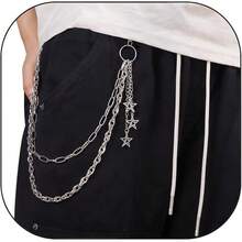 Jean Chain Belt For Men&Women, Pocket Chain Goth Punk Chain Belt Chain Layered Chunky Pants Chain And Vintage Hip Hop Wallet Chain Jewelry Accessory For Women Men - Star6 - Xem 7