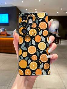 1pc Novel Orange Dried Fruit & Black Eye Design Shockproof TPU Material Phone Case, Suitable As Holiday Gift Compatible With Samsung, Nothing, Pixel, INFINIX, Redmi Series Phones - Multicolor - View 1