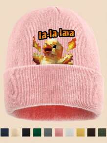 1pc "La-La-Lave Ch-Ch-Icken" Pixel Turkey Print Knit Beanie Hat, Multi-Color Options, Suitable For Outdoor Sports, Casual, Fishing, Parties, A Comfortable Commuting Warm Hat, Suitable For Cycling And Outdoor Activities In Cold Black Weather, Sports Accessory - A - View 10