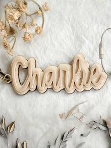 1pc Customized Acrylic Name Keychain | Personalized Letter Wooden Keychain | Colorful Name Wood Grain Keychain | Customized Gift For Friends | Back To School Backpack Hanging Name Keychain | Customized Acrylic Luggage Tag | Commemorative Love & Friendship Keychain | Handmade Keychain | Personalized Gift | Minimalist Keychain | Commemorative Gift - Móc khóa tên - Xem 10