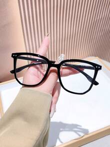 1pc Women's Oversized Plain Glasses, Fake Glasses, Clear Glasses, Phone Accessories, PC Material Lightweight & Comfortable, Y2K Style, Back To School Season, Suitable For Daily Casual Wear, Office Commute, Phone, Computer, Gaming