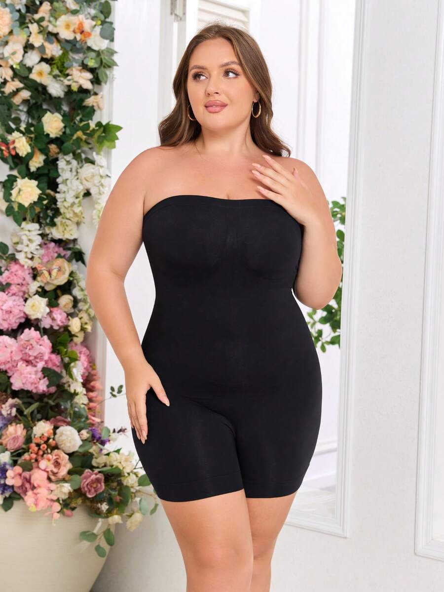 Plus Size Women Seamless Slimming Bodysuit With Arm Shaping