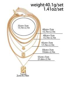 GARMEND 独特的金属链多层项链，别致的蛇皮几何吊坠项链，适合女士 - B - 查看 5