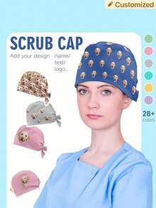 Personalized Scrub Cap, Custom Scrub Cap For Women Men Name Scrub Cap, Outdoor Sports Cycling Cold Protection Caps, Surgical Hat, Short Hair Cap, Sports Cap For Men & Women, Adjustable Printed Scrub Cap, Work Cap, Your Scrub Cap Gift For Veterinary Nurse,Suitable For Work Cap, Nurse Cap, Lightweight Cap For Men & Women, Outdoor Sports, Hiking, Cycling